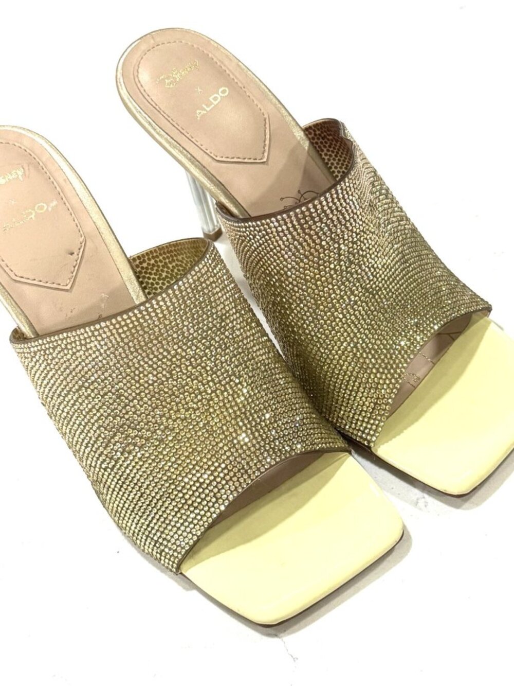 Disney x ALDO Tiana Wishstep Heels Ombre Rhinestone Mules Sandals Size 7.5
